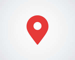 Target pin point icon. Red map location pointer. Gps marker. Vector stock illustration.