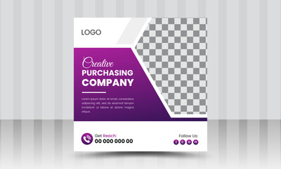 Professional unique business social media post design, Square Company poster template