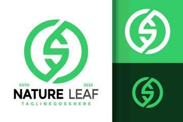 Letter S Nature Green Leaf Monogram Initials Circle Logo