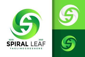 Letter S Spiral Nature Leaf Monogram Initials Circular Logo