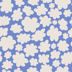 Seamless pattern groovy aesthetic. Spring mood. Cute flowers. Retro background for design and card, covers, package, wrapping paper.
