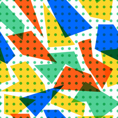 Geometric shape seamless pattern in trendy risograph print style. Vector Modern background for design and card, covers, package, wrapping paper.