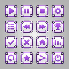 Cute square game button set interface GUI