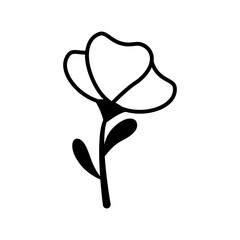 Hand drawn sketch flower isolated on white background. Simple doodle style.