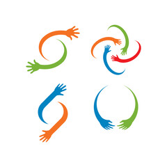 Hand symbol community care logo vector illustration