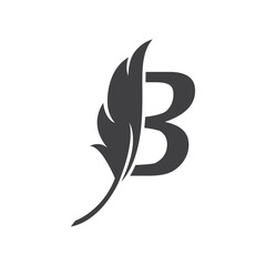 initial letter b with feather logo vector icon illustration