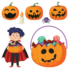 Set of halloween element for decoration