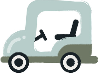 cute hand drawn texture golf cart or buggy car illustration for poster, kid room, nursery, sticker, card element