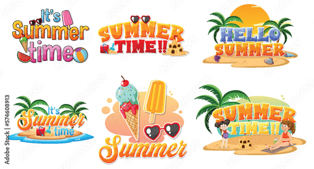 Wall mural set of summer element logo