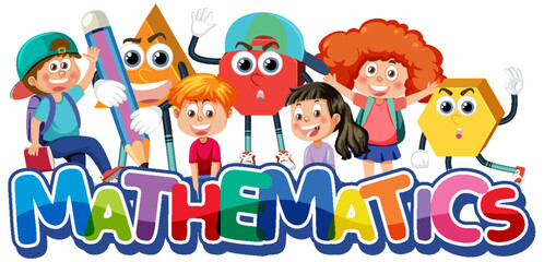 Children cartoon character with math and number theme