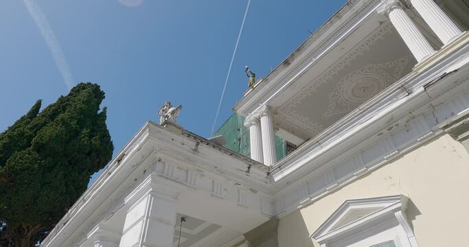 Details of facade of Achilleion palace in Gastouri on Corfu island, Greece