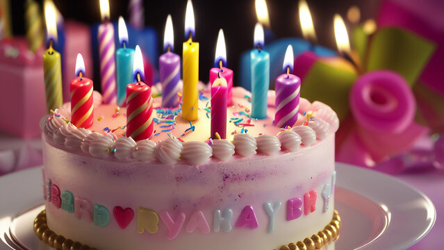 Melt in Your Mouth Magic: Our Birthday Cake with Twinkling Candles Will Make Your Day, generative ai