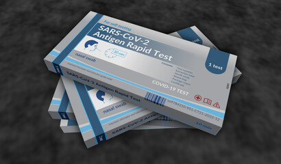 Covid rapid antigen self test pack 3d illustration © Skórzewiak