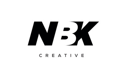 NBK letters negative space logo design. creative typography monogram vector	
