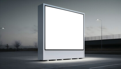 Urban space billboard mockup outdoor, Mockup of blank advertising light box, Outdoor billboard white screen mockup, ad space in screen for your advertisement or promotional marketing