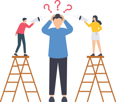 Businessmen get irritated over conflict, Dilemma or moral conflict, disagreement for business direction, decision problem or question, choosing choice, confused businessman irritated from announcement