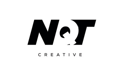 NQT letters negative space logo design. creative typography monogram vector	