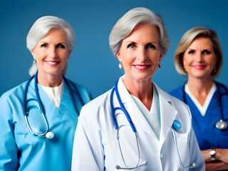 Fototapeta premium Eine ältere Dame, Oberärztin Chefärztin. Im Ruhestand arbeiten. - created with generative AI technology