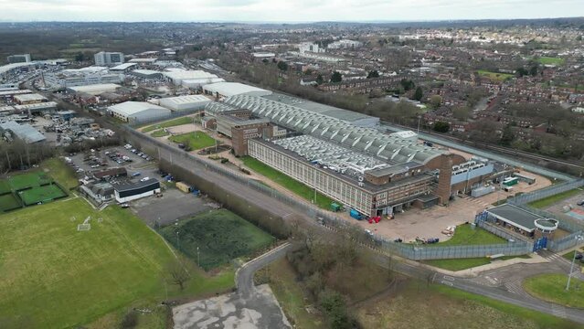 Royal Mint Printing Works in Debden, Essex UK  drone aerial view