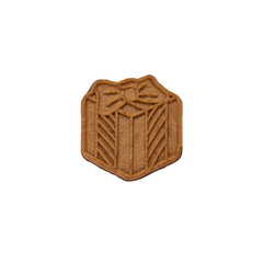 Christmas biscuit cake in a shape of gift isolated on white background. PNG format.