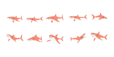 Shark. Sea animal. Marine animal in Scandinavian style.