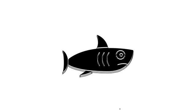 Black Shark icon isolated on white background. 4K Video motion graphic animation