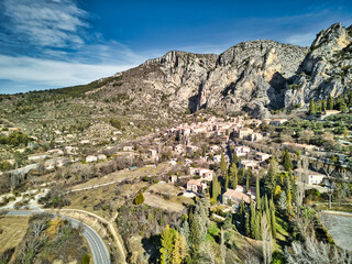 Moustiers Sainte Marie town (Gorges du Verdon) in the Provence-Alpes-Côte d'Azur region, France