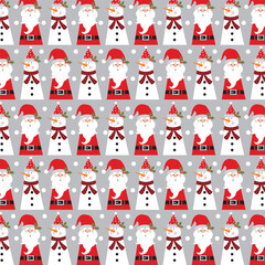 christmas seamless pattern with santa and snowman