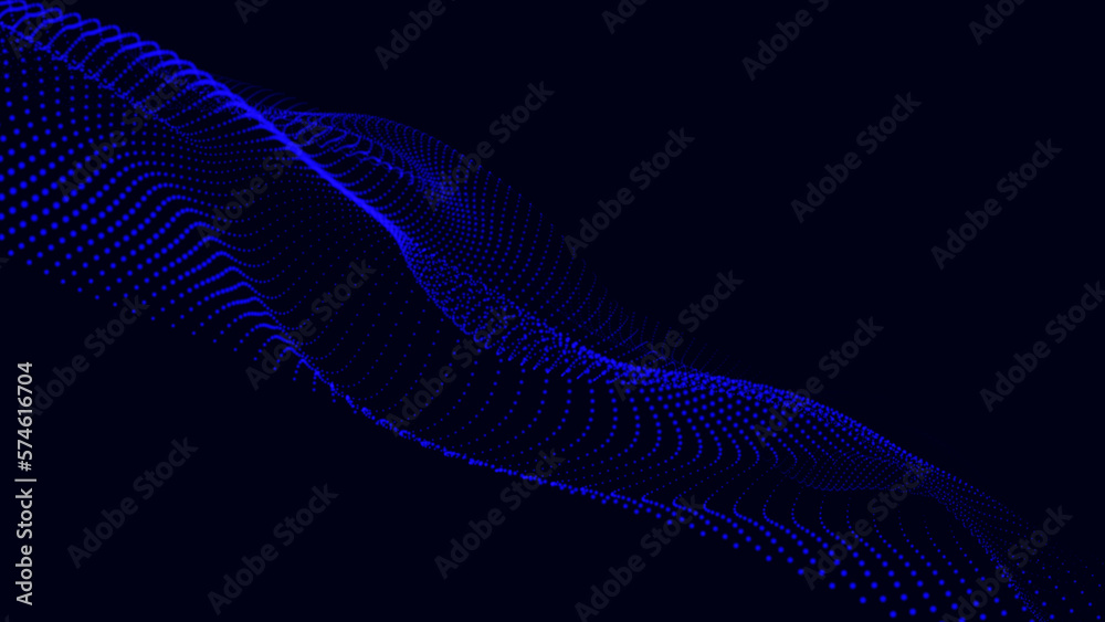 Poster Animation cyber or technology background. Abstract technology wave. Looping animated background made with trapcode form. Abstract digital forms background.