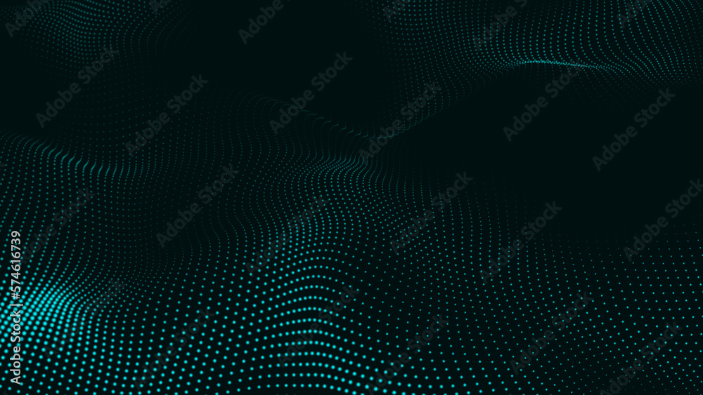 Poster abstract trapcode form digital particle wave and lights background. animation cyber or technology ba