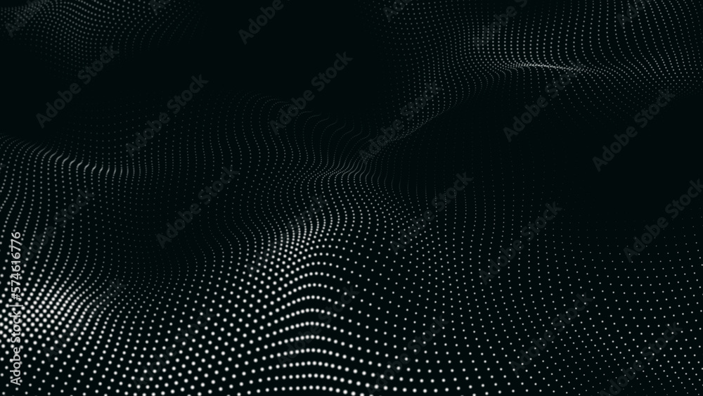Poster black and white abstract trapcode form digital particle wave and lights background. animation cyber 
