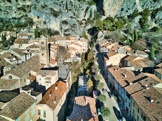 Moustiers Sainte Marie town (Gorges du Verdon) in the Provence-Alpes-Côte d'Azur region, France