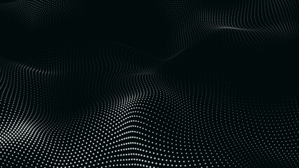 Black and white Abstract Trapcode Form digital particle wave and lights background. Animation cyber...