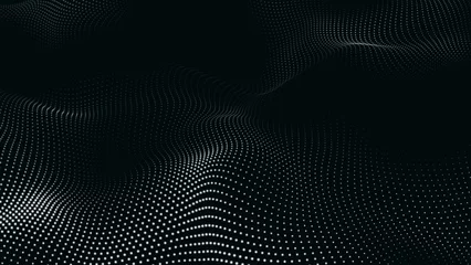 Fotobehang Black and white Abstract Trapcode Form digital particle wave and lights background. Animation cyber or technology background. Abstract technology wave. © MDSHAFIQUL
