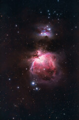 Orion nebula M42 photographed with telescope and astronomical camera.