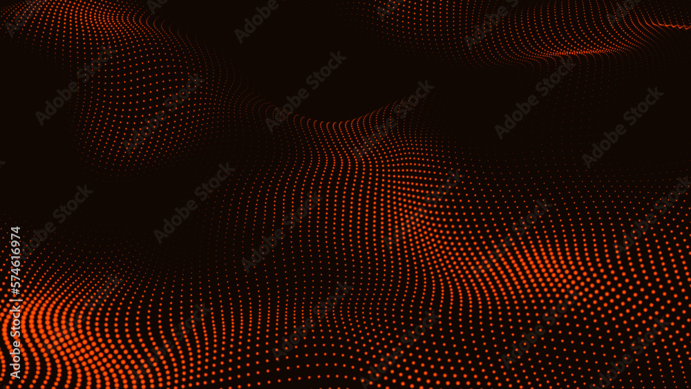 Poster Light red color Abstract Animated Particles Background with Trapcode Form. Abstract Trapcode Form digital particle wave and lights background.