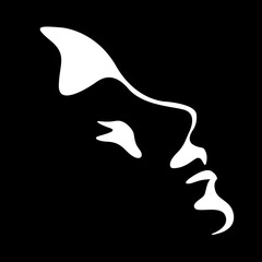 vector black and white image of a beautiful female profile shaped by a shadow. useful for advertising products for women, beauty salons, decorative and skin care cosmetics, logo, print, poster, design