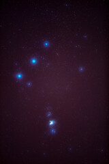 Orion constellation and nebula photographed with star tracker.