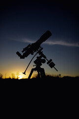 Astronomical telescope and equipment for observing stars, Milky way, Moon and planets.