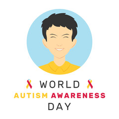 Vector illustration of World Autism Awareness Day with boy face character
