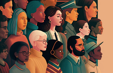 Diversity, equity, inclusion. Ai generated illustration.