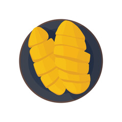 Mango slices, sliced and peeled. Asian traditional dessert, fruit.