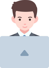 Employee man working laptop business company freelance worker Element illustration Flat