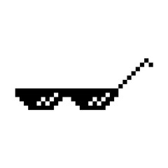Funny Pixelated Sunglasses. Simple Linear Logo Illustration of 8-bit Black Pixel Boss Glasses. Summer Funny Element - Isolated on White