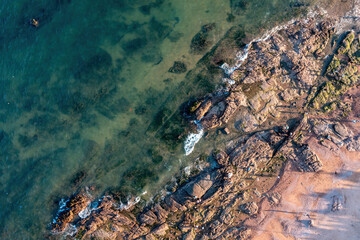 Fototapeta na wymiar Aerial photography of coastline reefs