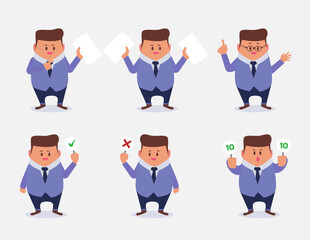 Fototapeta premium Set of Businessman in different poses cartoon vector