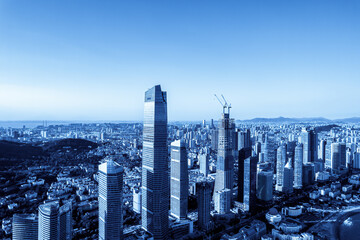 Aerial photography of modern urban architecture scenery in Qingdao, China