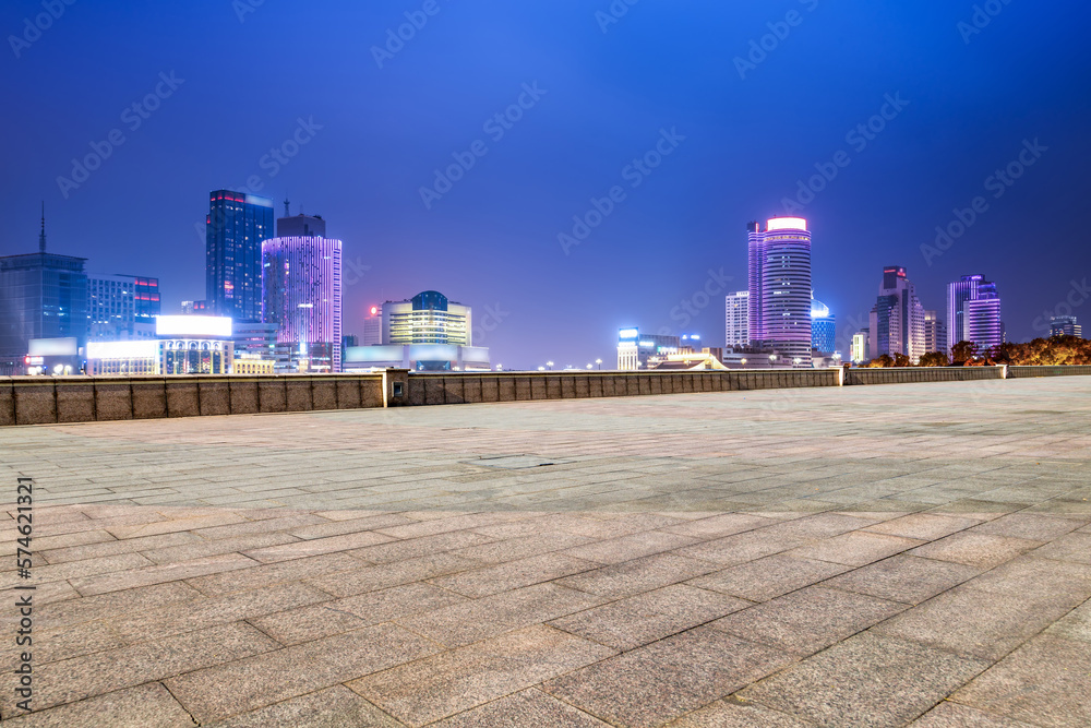 Wall mural Ningbo city center architectural landscape night view