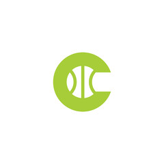 C Tennis Ball Logo Design. Letter C Icon