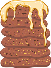 Pancakes with peanut butter. Drizzle with peanut butter